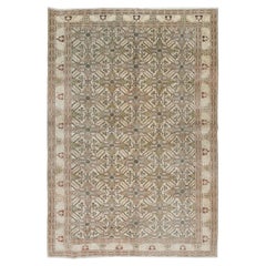 Handmade Turkish Area Rug, Vintage Floral Wool Carpet