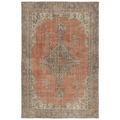 6.3x9.4 Ft Vintage Türkisch Rot Teppich für Wohnzimmer Dekor. Handgefertigter Wollteppich