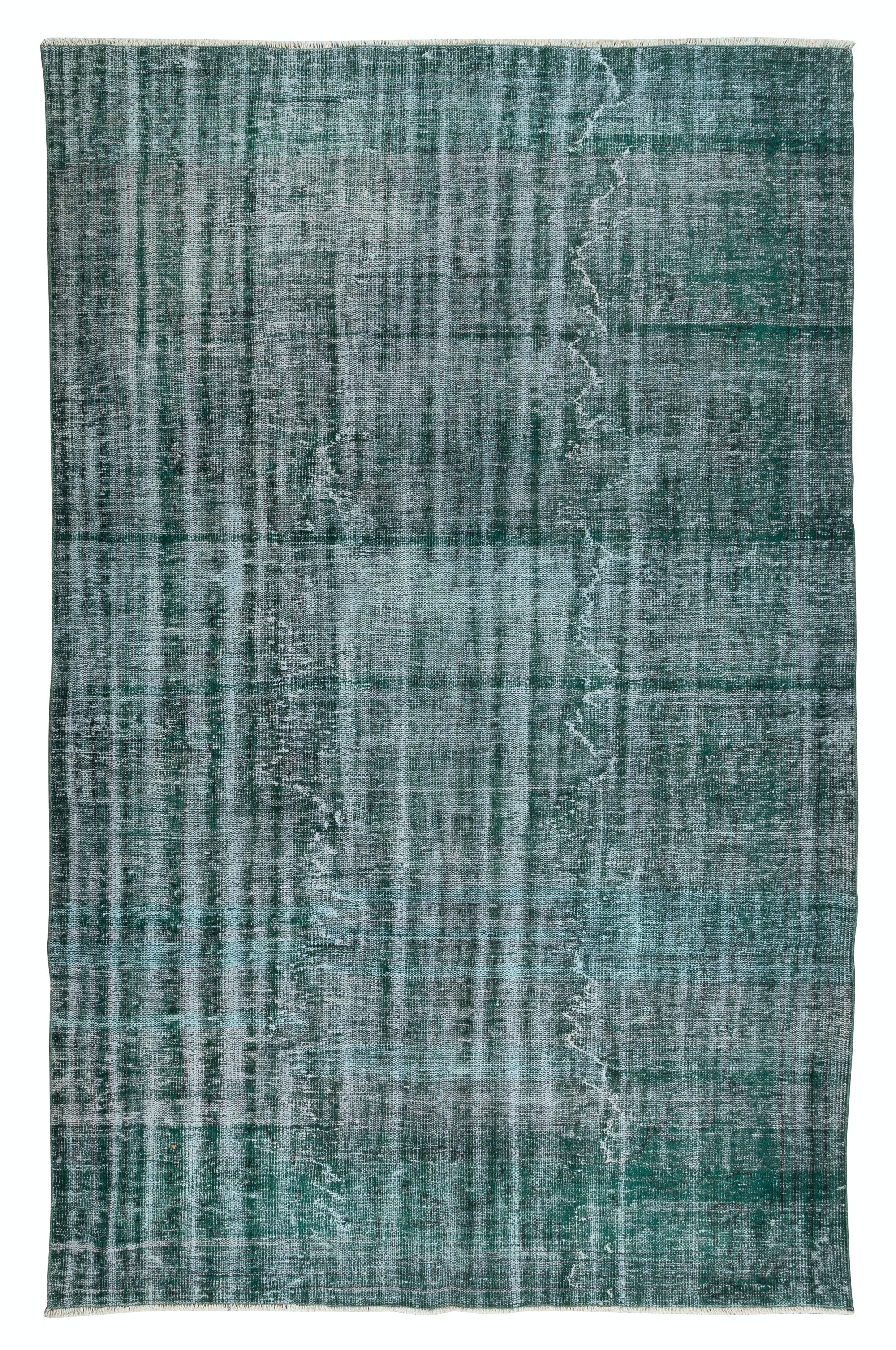 6x11 Ft Distressed Vintage Handgefertigter Teppich in grüner Farbe. Moderner anatolischer Teppich