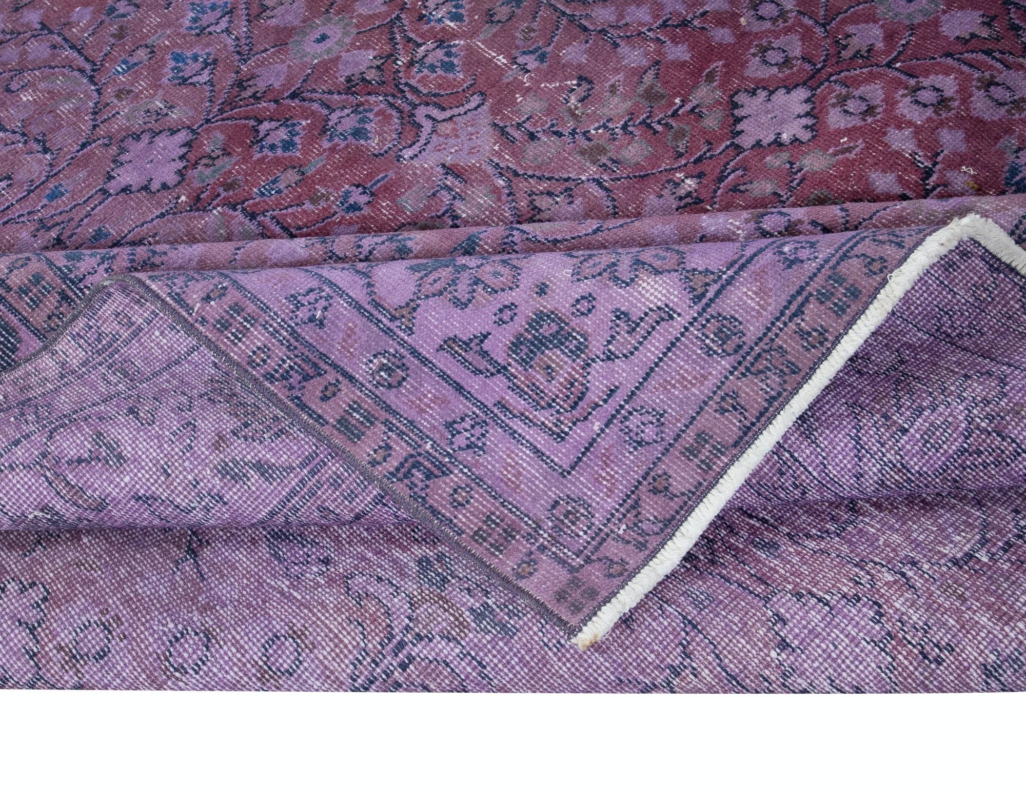 6.3x9.5 Ft Floral gemusterten handgefertigten türkischen Bereich Teppich in Mulberry lila Töne (Türkisch)