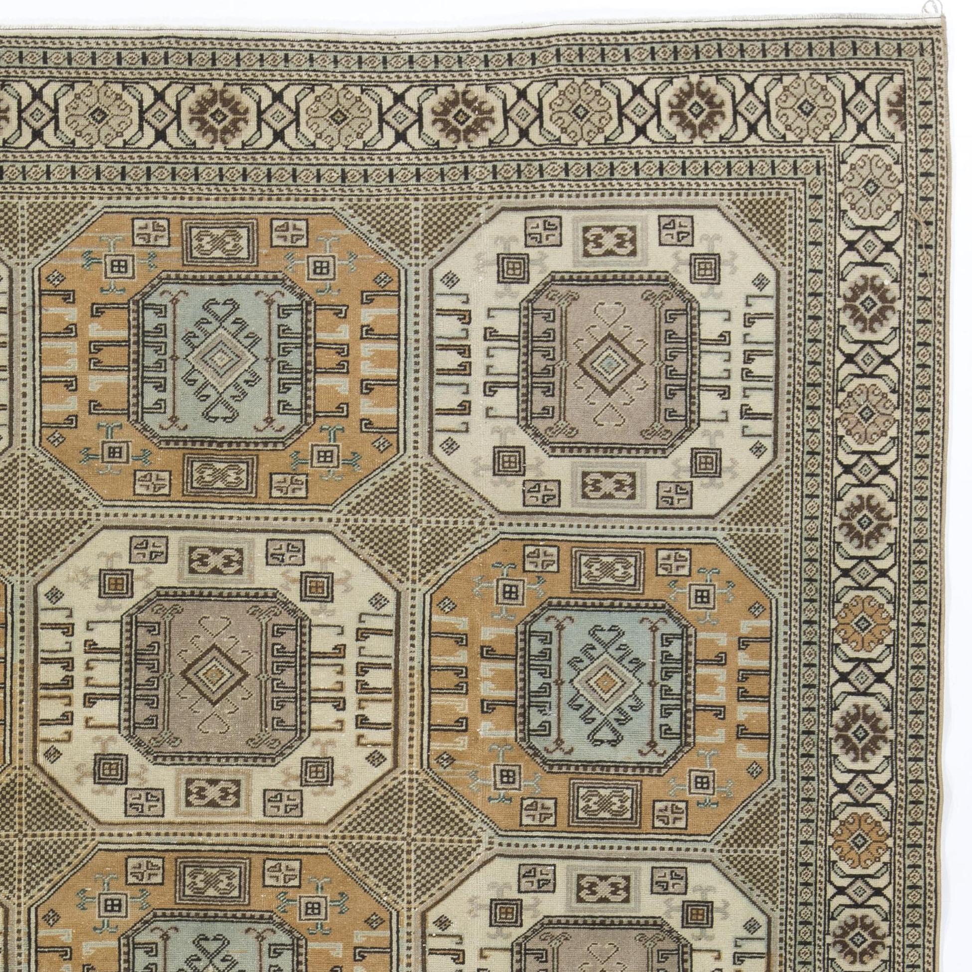 6.3x9.5 Ft Vintage Türkisch Kysari Bereich Teppich, Handmade Wolle Teppich (Oushak) im Angebot
