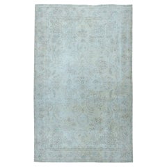 6'3 "x9'5" Vintage White Wash Tabriz Worn Wool Hand-Knotted Oriental Rug