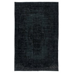 Used 6.3x9.6 Ft Black Handmade Turkish Rug for Living Room, Dining Room & Kids Room