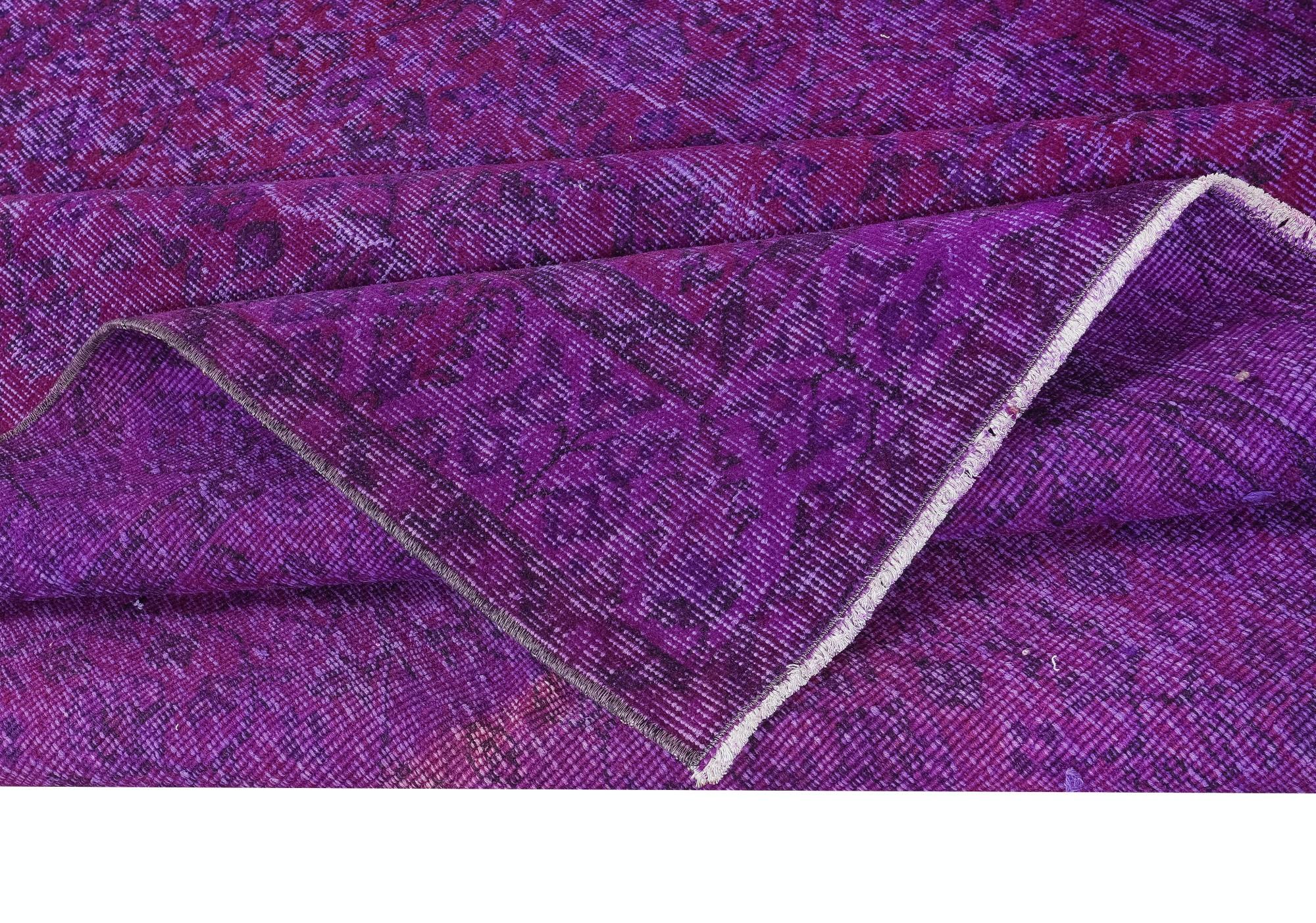 Turkish 6.3x9.6 Ft Contemporary Wool Area Rug in Purple, Hand-Knotted in Turkey For Sale