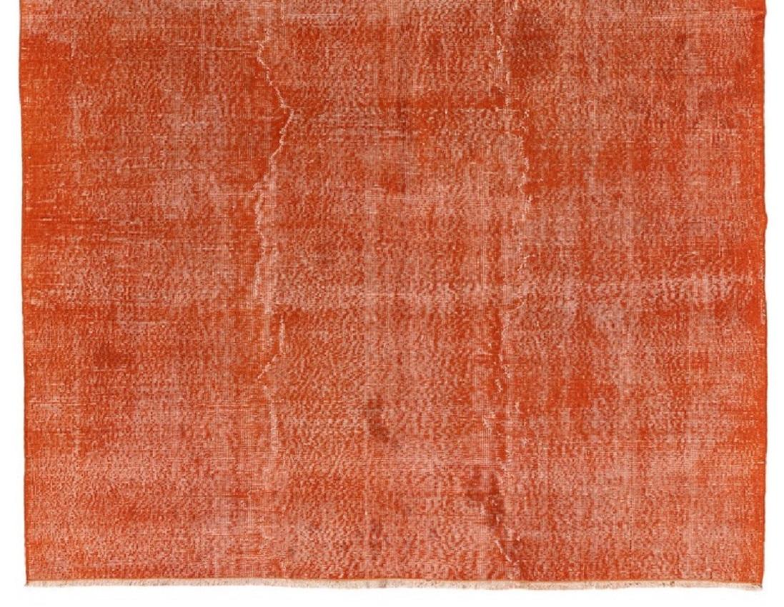 Hand-Woven 6.3x9.6 Ft Handmade Turkish Rug, Modern Solid Orange Carpet, Floor Covering For Sale