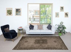 6.3x9.6 Ft Modern Hand Knotted Turkish Wool Area Rug in Brown. Home Gift Rug