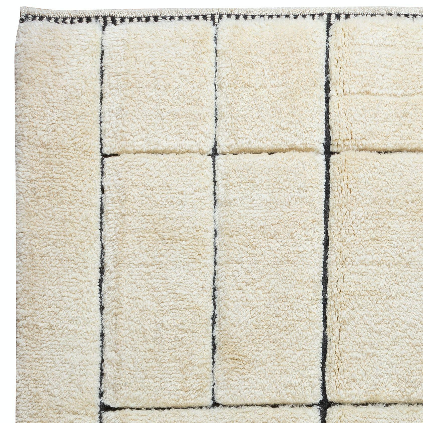 Alfombra Tulu Marroquí Moderna, 100% Lana Natural, Suave y Acogedora, Hecha a Mano, 6,3x9,6 pies Escandinavo moderno en venta