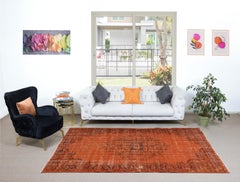 6.3x9.6 Ft Modern Handmade Turkish Wool Area Rug in Orange Colors