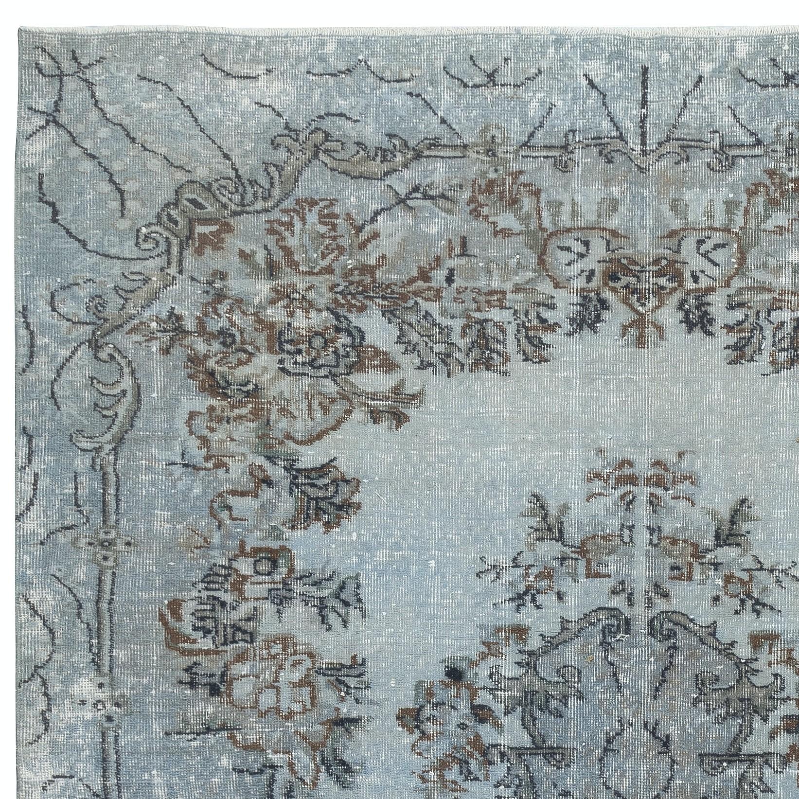 Turco Tappeto per l'area 6.3x9.6 Ft di colore blu morbido con design a medaglione. Realizzato a mano in Turchia in vendita
