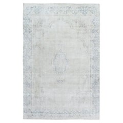 6
3 "x9
6" Ivory, Worn Wool Hand Knotted, Old Persian Kerman Distressed Look Rugs (Tappeto in lana consumata annodata a mano)
