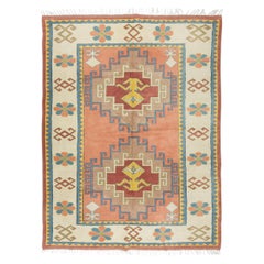Retro 6.3x9.7 Ft Central Anatolian Geometric Rug, Traditional 1960's Handmade Carpet