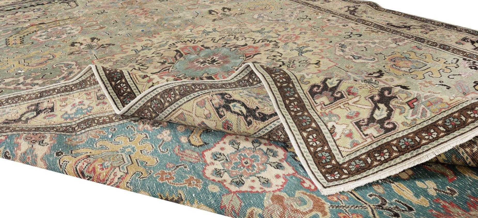 Oushak 6.3x10 Ft Semi Antique Turkish Area Rug. Finely Handknotted Wool Oriental Carpet For Sale