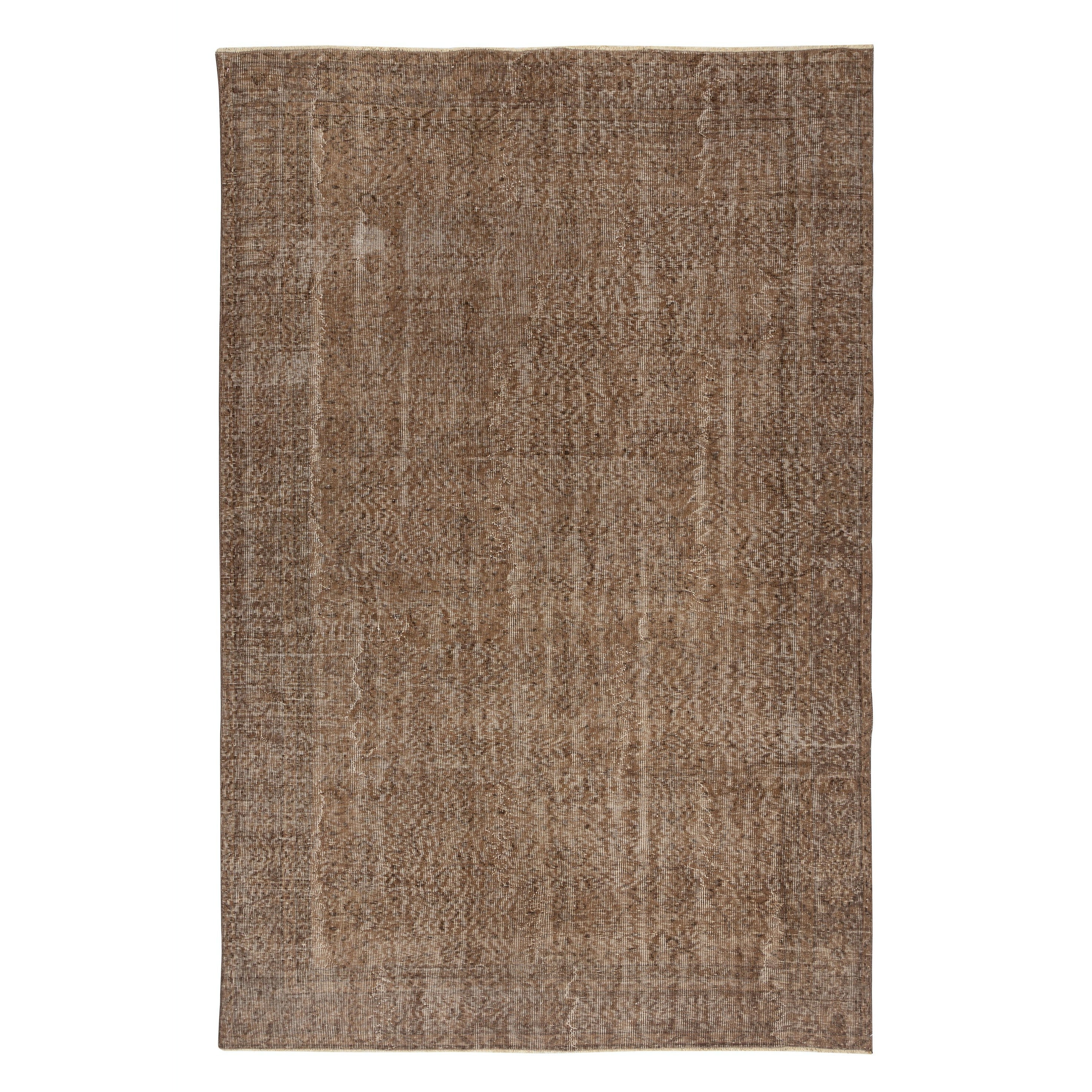 6.3x9.7 Ft Vintage Brauner Vorleger. Handgefertigter türkischer Teppich für A-Spaces