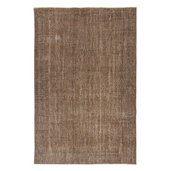 Tappeto per l
area marrone Vintage By 6.3x9.7 Ft. Tappeto turco fatto a mano per spazi contemporanei