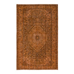 6.3x9.7 Ft Vintage Hand-Knotted Turkish Area Rugs, Arancione, Stile moderno, anni 
60