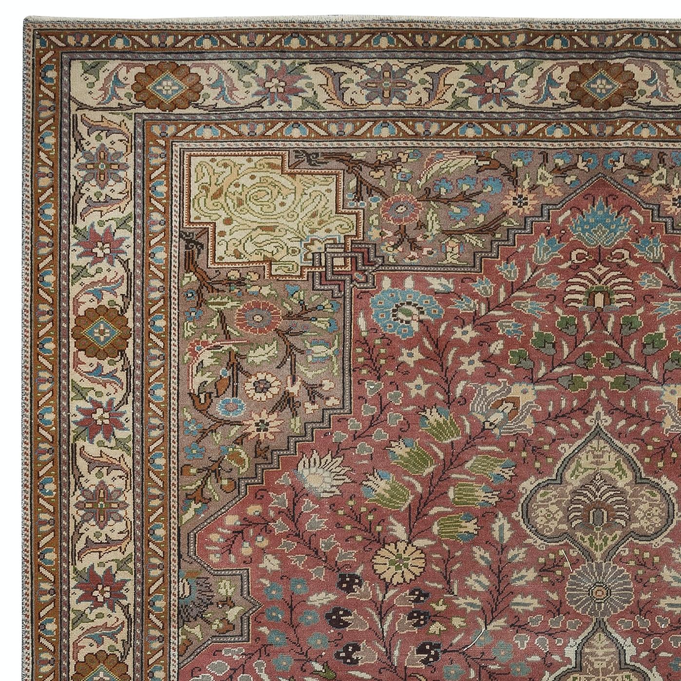 Turco Tappeto Vintage Turkish Kysari 6.3x9.7 Ft. Tappeto orientale classico, fine e senza tempo in vendita