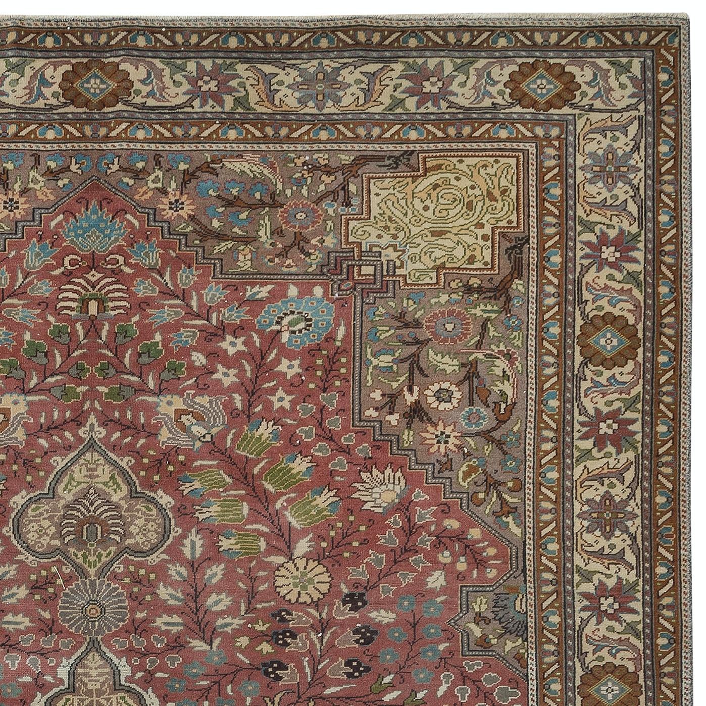 Annodato a mano Tappeto Vintage Turkish Kysari 6.3x9.7 Ft. Tappeto orientale classico, fine e senza tempo in vendita