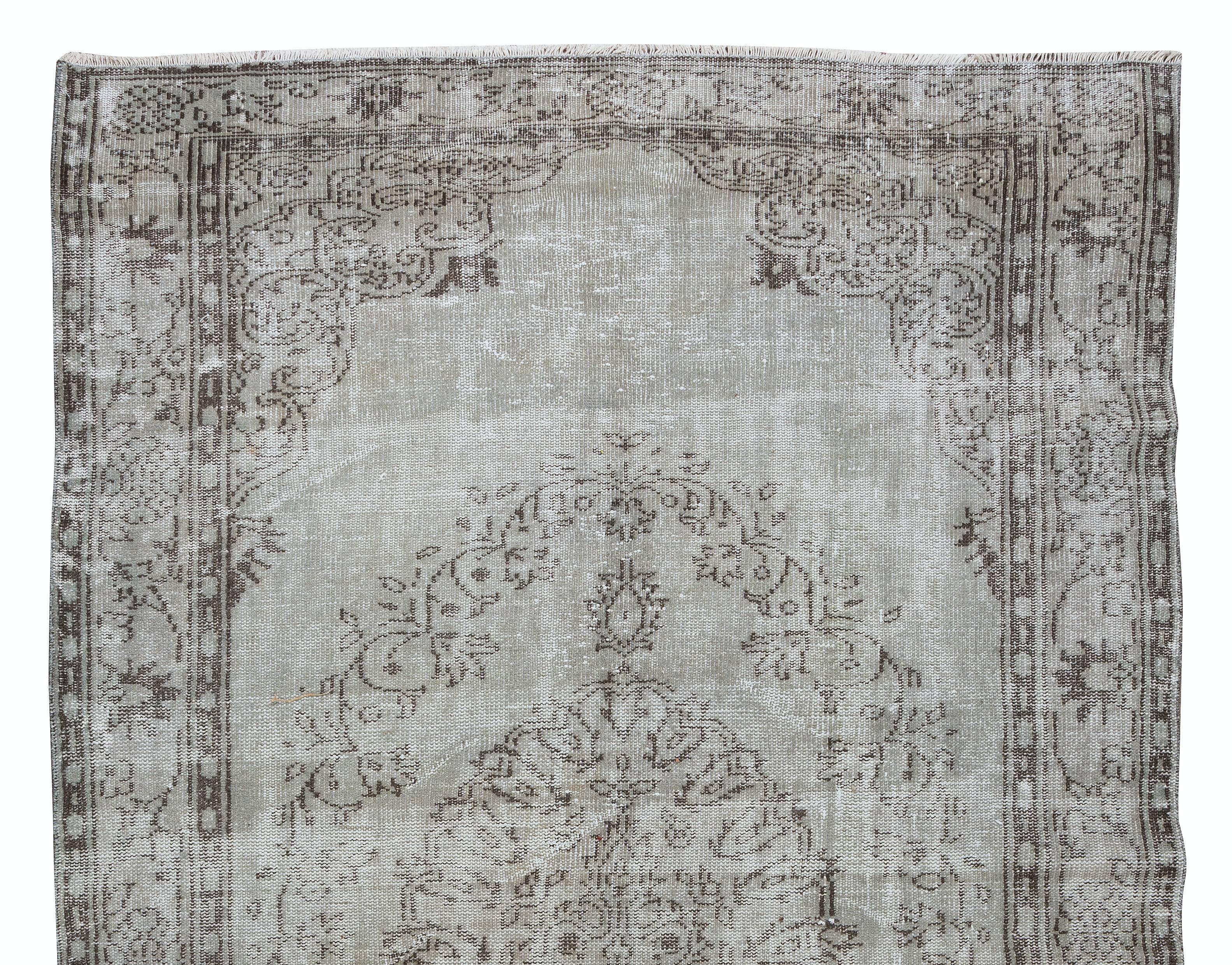 6.3x9,8 Ft Handgefertigter türkischer Vintage-Teppich, zeitgenössischer Wollteppich in Grau (Türkisch) im Angebot