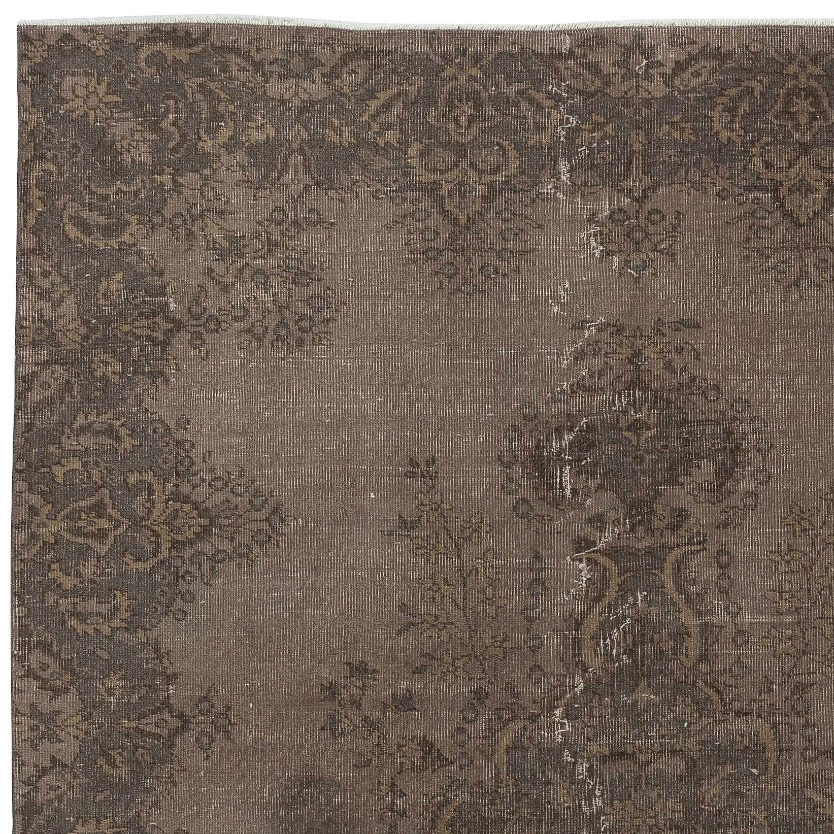 Turc 6.3x9.8 Ft Modern Modern Rug Brown Hand Knotsted Turkish Wool Area Rug with Medallion Design (tapis de laine turque noué à la main avec des médaillons) en vente