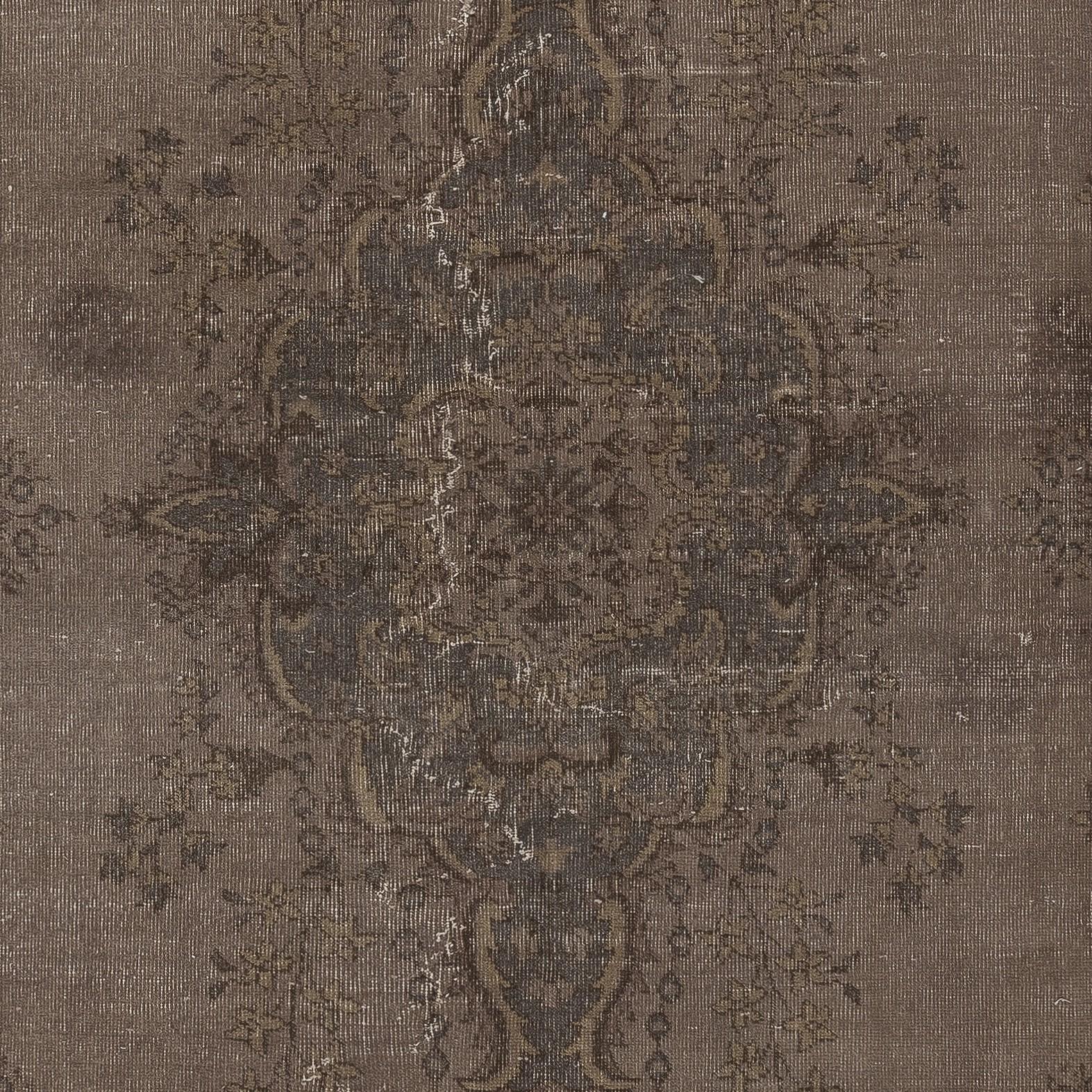 Noué à la main 6.3x9.8 Ft Modern Modern Rug Brown Hand Knotsted Turkish Wool Area Rug with Medallion Design (tapis de laine turque noué à la main avec des médaillons) en vente