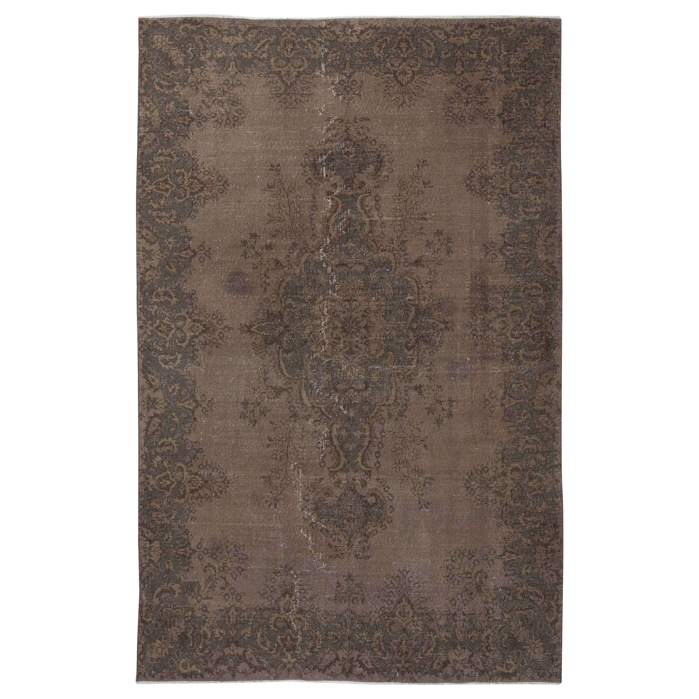 6.3x9.8 Ft Modern Hand Knotted Brown Türkische Wolle Area Rug mit Medaillon Design