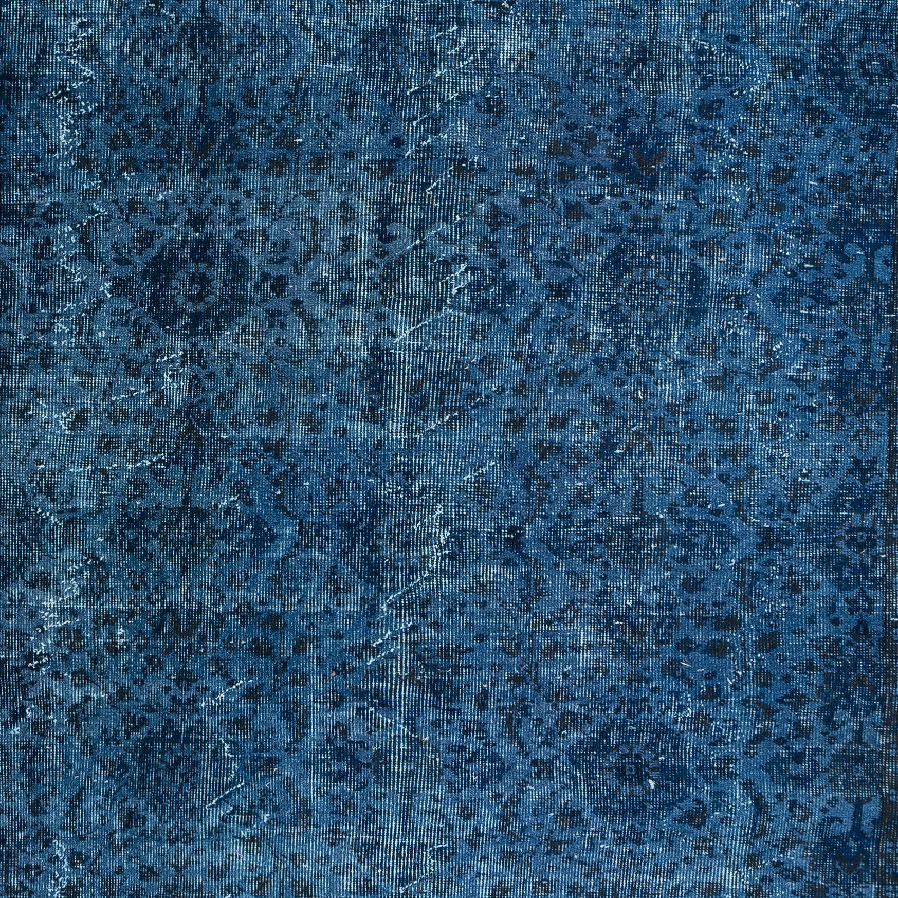 Modern 6.3x9.8 Ft Ocean Blue Handmade Area Rug, Decorative Floral Turkish Wool Carpet For Sale