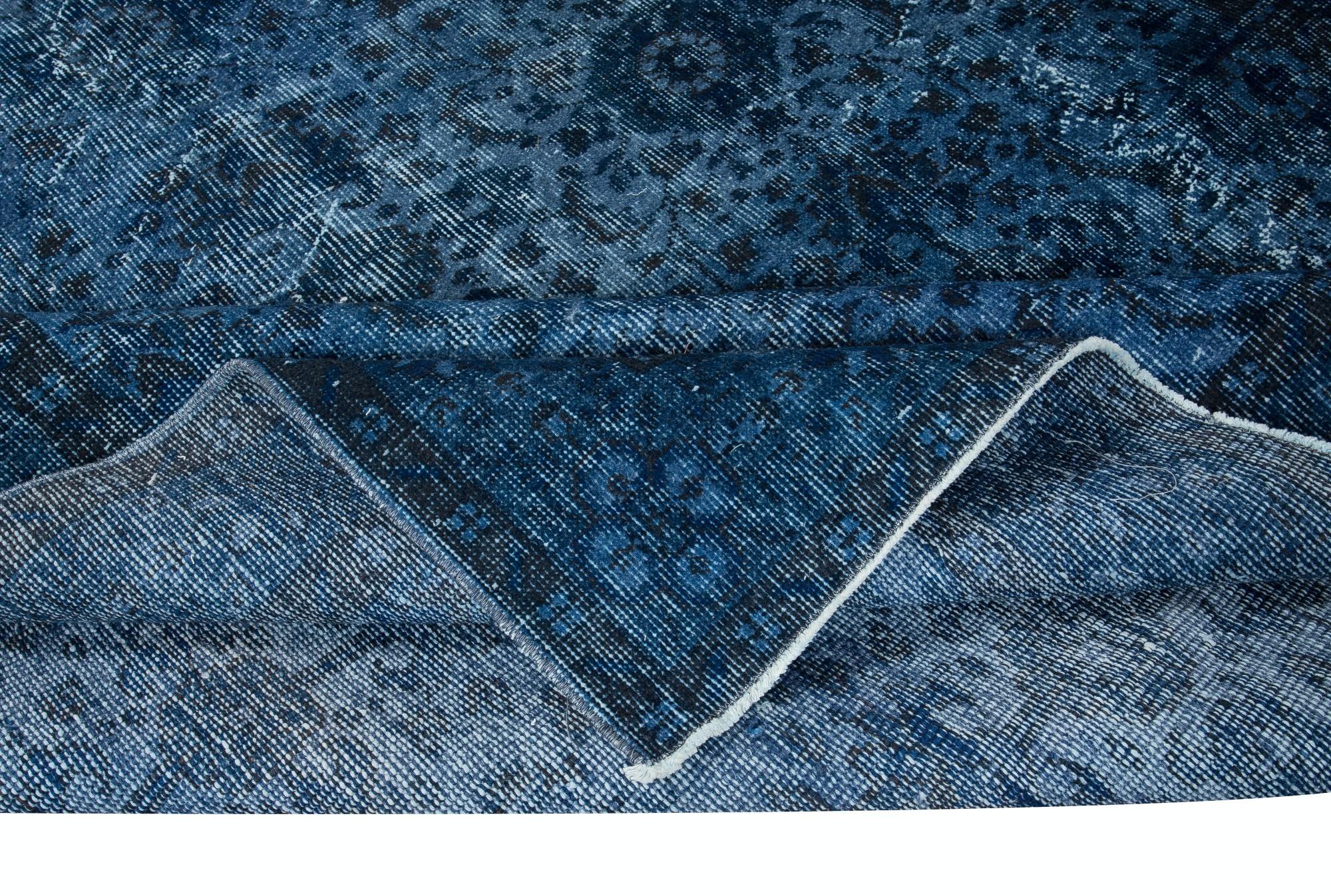 6.3x9.8 Ft Ocean Blue Handmade Area Rug, Dekorative Floral Türkische Wolle Teppich (Moderne) im Angebot
