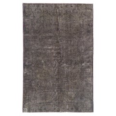 6.3x9.8 ft Vintage Minimalist Distressed Hand-Knotted Turkish Area Rug in Gray