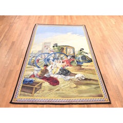 6'3"x9'9" Colorful New Aubusson Weave Tapestry Flemish Style Hand Woven Wool Rug
