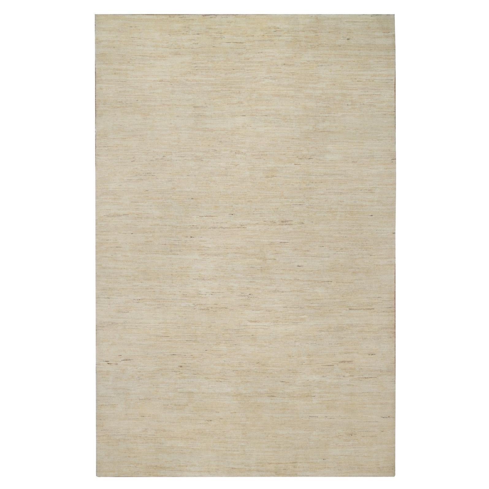 6'3 "x9'9" Blanco Diseño Liso Moderno Alfombra Lori Buft Gabbeh Anudada a Mano Pura Lana