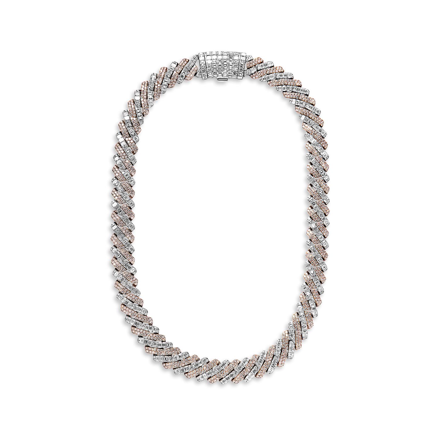 Looking for a magnificent diamond cuban link chain that is out of this world? Look no further than the Earth Mined Diamond For Male. This certified diamond is a truly stunning piece, weighing in at 64.05 carats. It is set in a 14kt white & rose gold