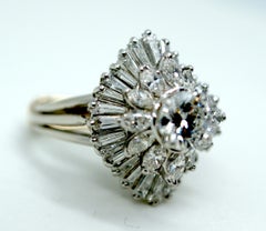 Vintage 6.4 Carat Diamond Ballerina Cocktail Ring Platinium