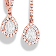 64 Facets 0.70 Carat Scallop Rose Cut Diamond Drop Earrings in 18 Karat Gold