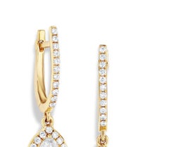 64 Facets 0.70 Carat Scallop Rose Cut Diamond Drop Earrings in 18 Karat Gold