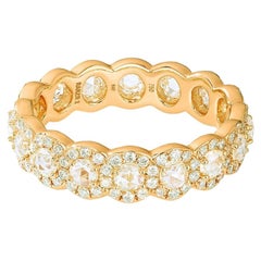 64 Facets 1.50 Carat Rose Cut Diamond Ring in 18 Karat Yellow Gold Diamond Band