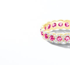 64 Facets 1.50 Carat Ruby and Diamond Ring in 18 Karat Yellow Gold