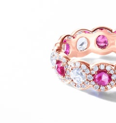 64 Facets 2 Carat Elements Ruby and Diamond Ring in 18 Karat Rose Gold