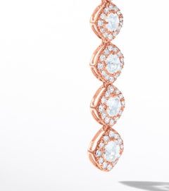 64 Facets 2.60 Carat Cushion Rose Cut Diamond Drop Dangle Earrings in Rose Gold