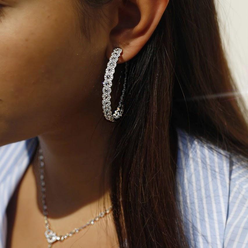 64 Facets Diamond Hoop Earrings, 7.50 Carat Rose Cut Diamonds in Rose Gold For Sale 7
