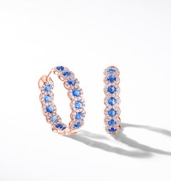 64 Facets Elements 2.30 Carat Sapphire and Diamond Hoop Earrings in Yellow Gold