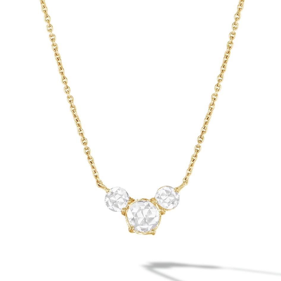 Our Ethereal Triple Diamond Necklace is a chic and playful jewelry piece that exemplifies 64Facets’ modern elegance. Versatile and easy-to-wear, this necklace can be worn both with a casual outfit and a haute couture gown.

Triple diamond jewelry,