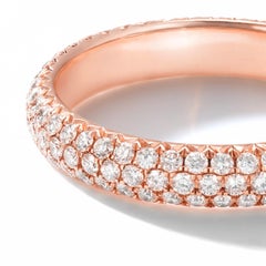 64 Facets Pave Diamond Ring in 18 Karat Rose Gold, 0.75 Carat Diamond Band