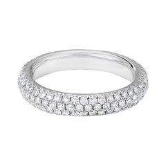 64 Facets Pave Diamond Ring in 18 Karat White Gold, 0.75 Carat Diamond Band