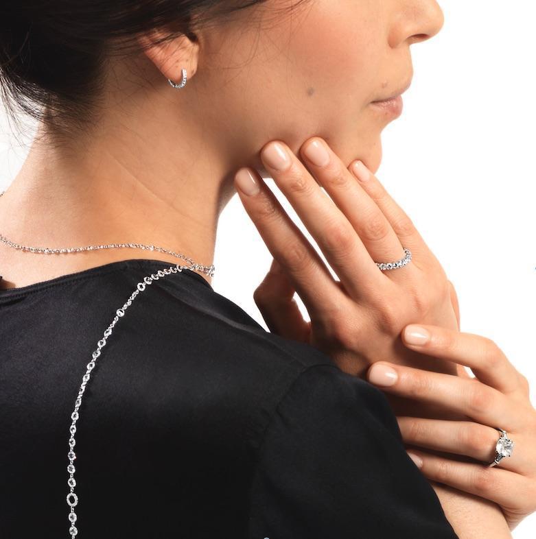 Women's or Men's 64 Facets Small Diamond Pave Huggie Earrings in 18 Karat White Gold For Sale