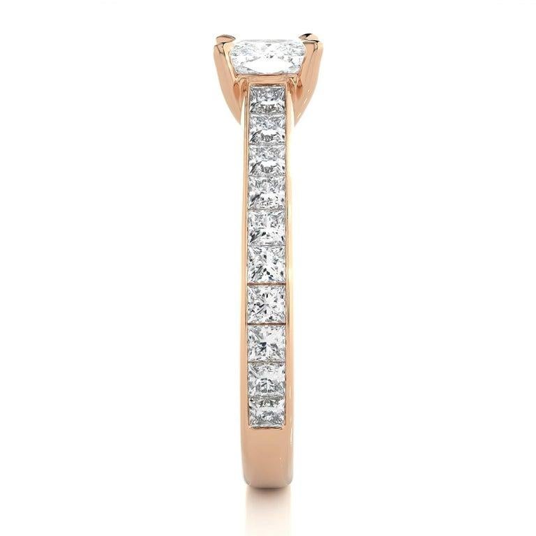 For Sale:  6.4 MM Brilliant Round Moissanite Ring for Mom Rose Gold Plated 925 Silver 4