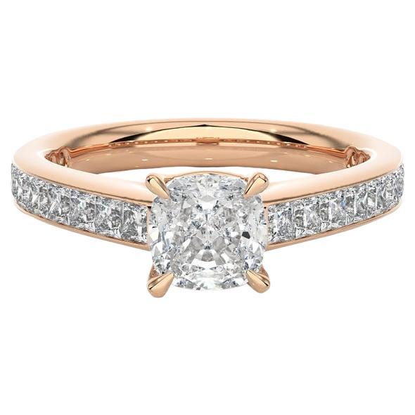 For Sale:  6.4 MM Brilliant Round Moissanite Ring for Mom Rose Gold Plated 925 Silver