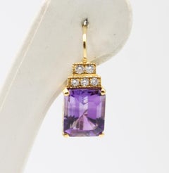 6.40 Amethyst Diamond Yellow Gold Earrings