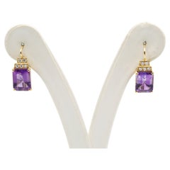 6.40 Amethyst Diamond Yellow Gold Earrings