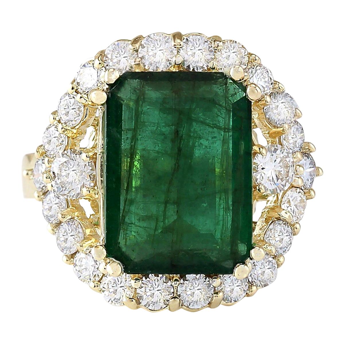 Natural Emerald Diamond Ring In 14 Karat Yellow Gold 