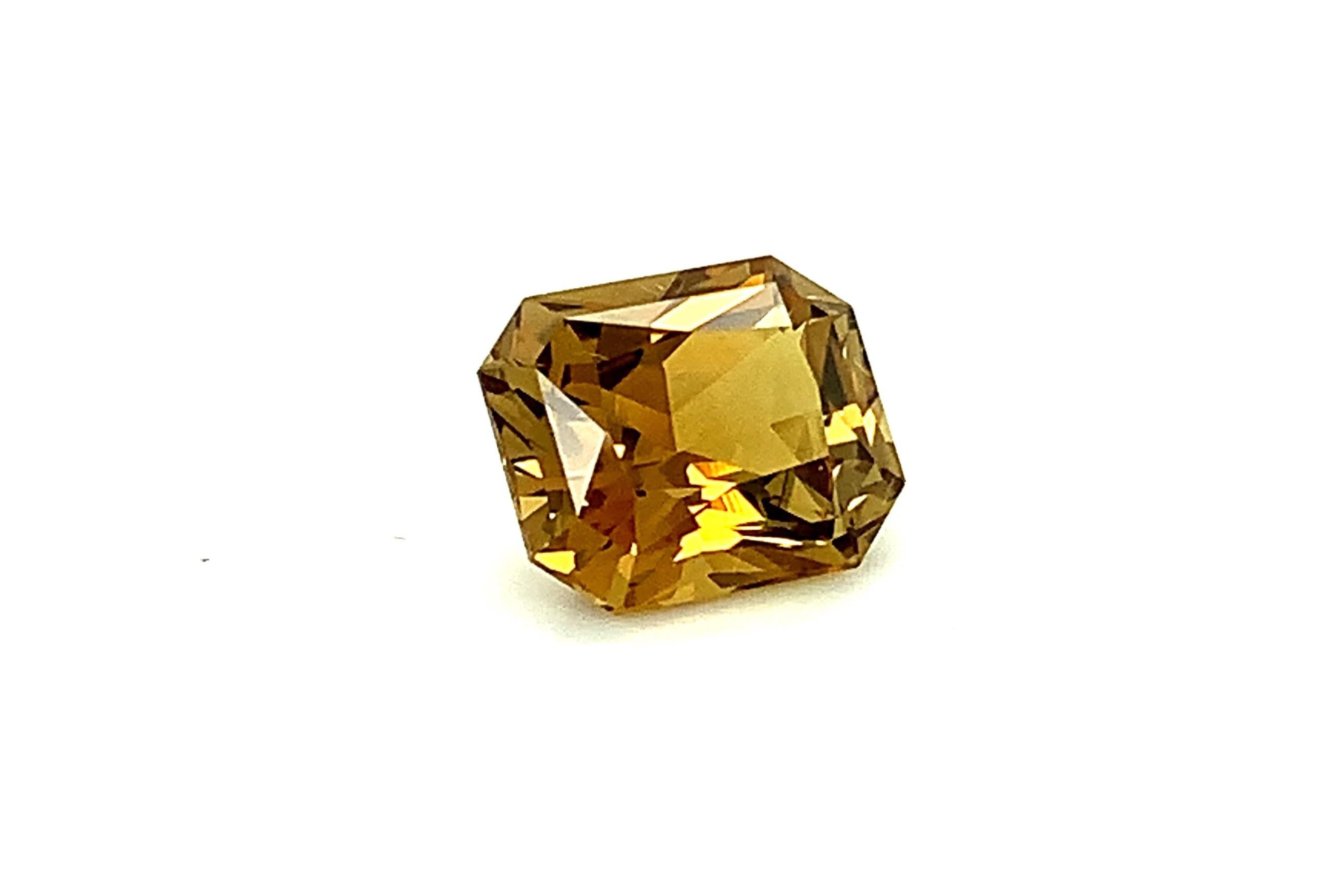 Women's or Men's 6.40 Carat Octagon Cut Golden Zircon, Unset Loose Gemstone For Sale